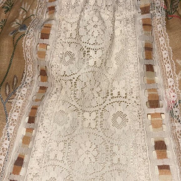 Tumbleweeds True Vintage Prairie Maxi Skirt Size Medium Tan Cream Floral Lace - Picture 5 of 11